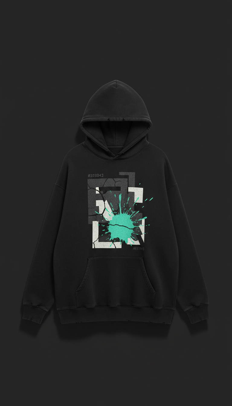 Oversized Hoodie With Distressed Hem